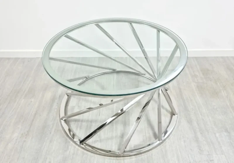 Table basse ronde argent marbre noir - Elga