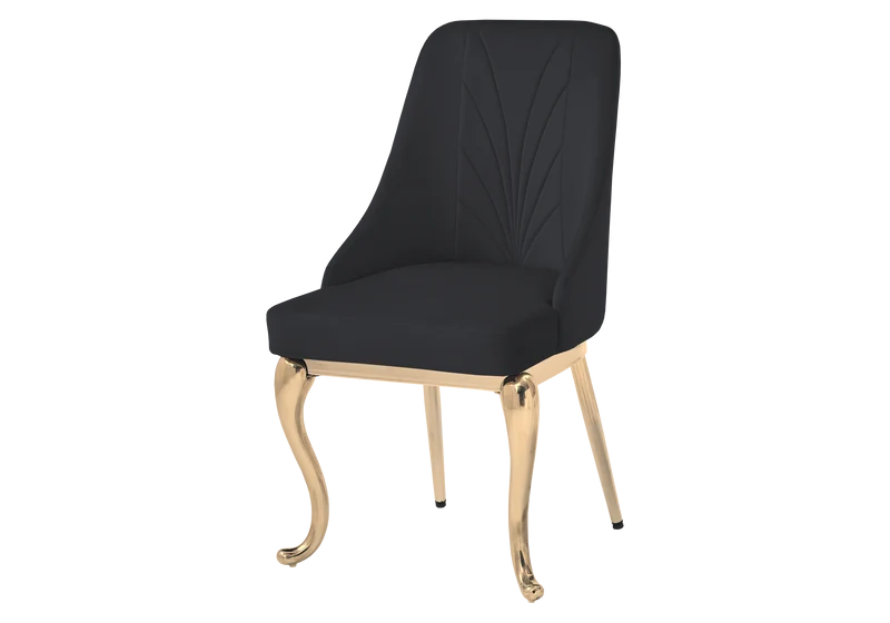 Chaises baroques velours noir anneau doré - Nina x2