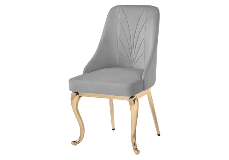 Chaises baroques velours gris anneau doré - Nina x2