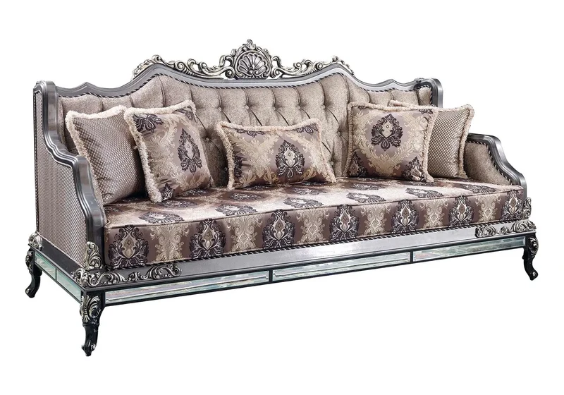 Ensemble canapé baroque gris GIZA