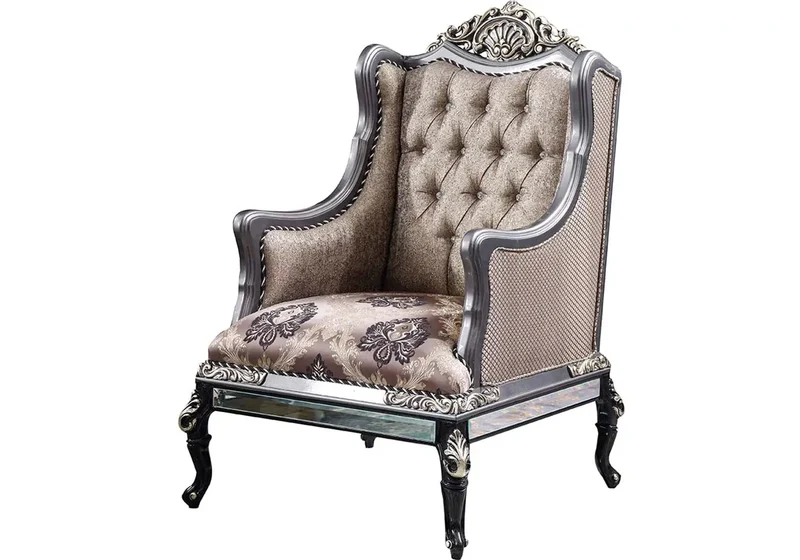 Ensemble canapé baroque gris GIZA