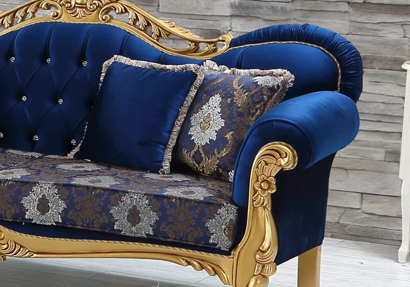 Ensemble canapé baroque blue marine TUĞRA