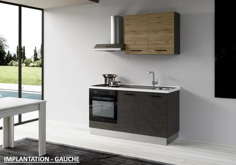 Petite Cuisine Équipée Titane Chêne STAR 150