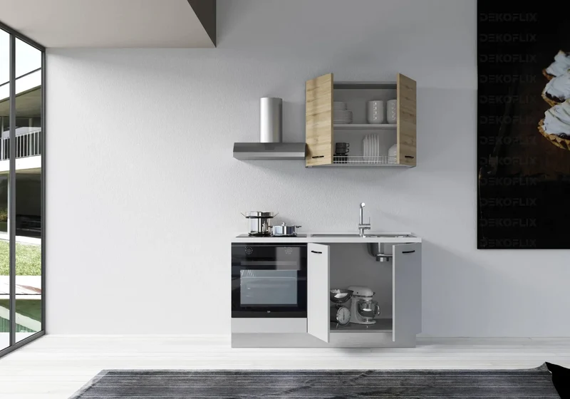 Petite Cuisine Équipée Gris Chêne STAR 150