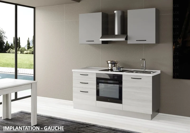 Cuisine Équipée Pas Cher Chêne Gris STAR 180