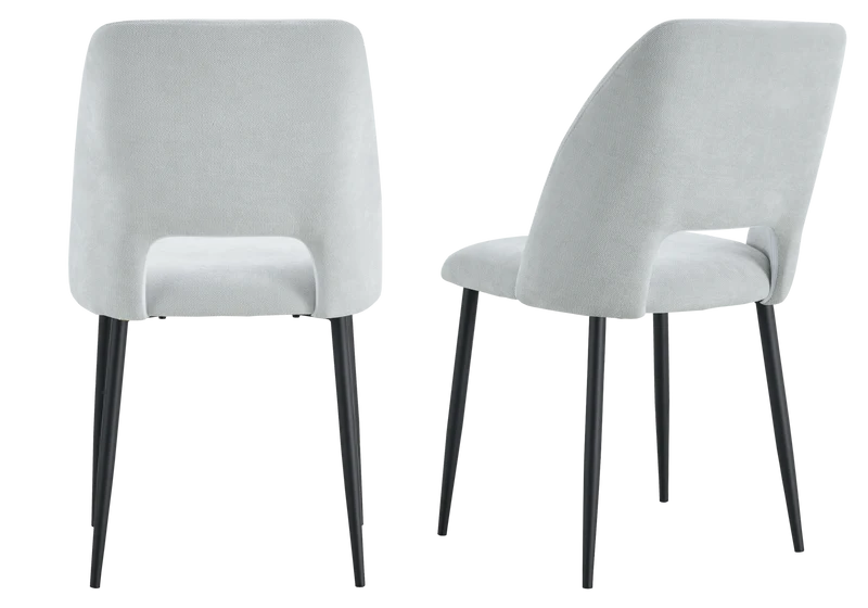 Chaise en tissu chiné gris avec dossier ouvert - Leoni x4