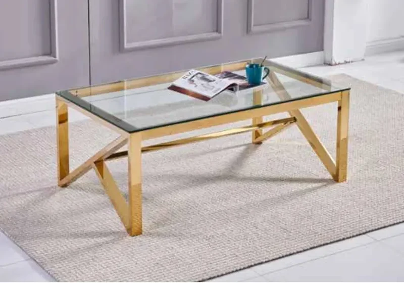 Table basse dorée marbre beige - Moly