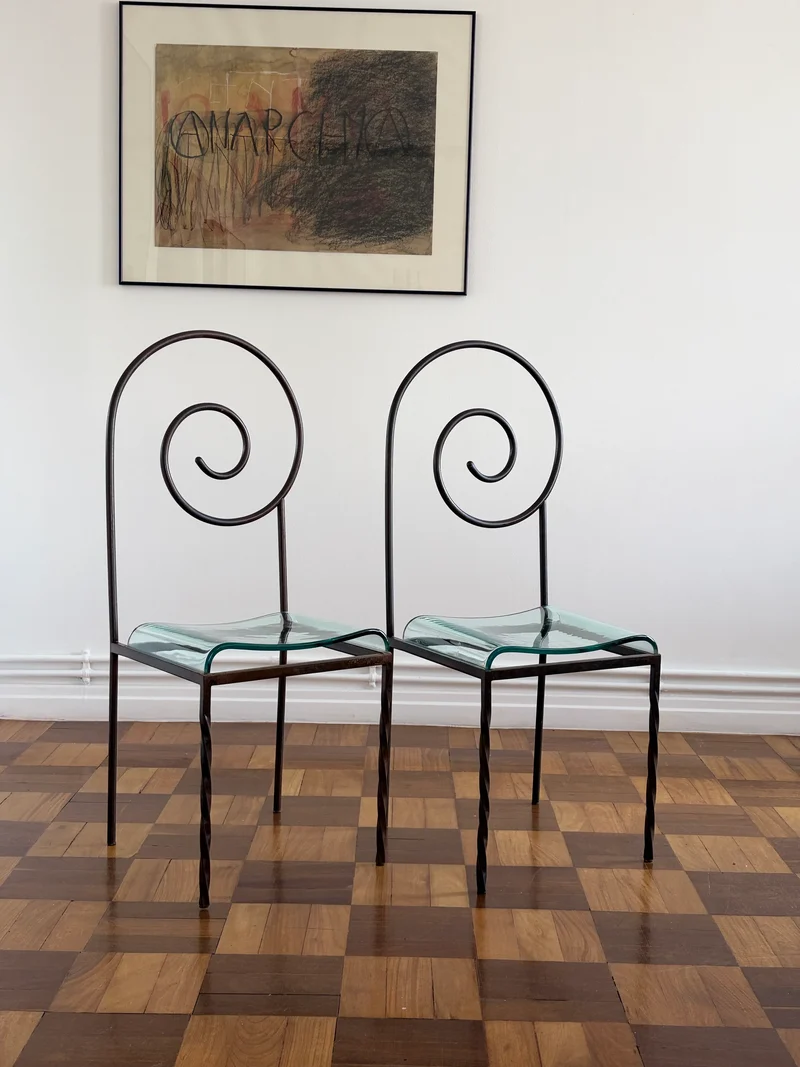 Pair of Sculptural Chairs by Luigi Serafini for Sawaya & Moroni, Italy, 1980s