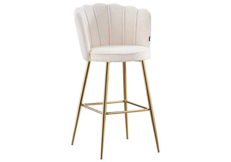 Chaise de bar design coquillage tissu bouclé - Nymea x2