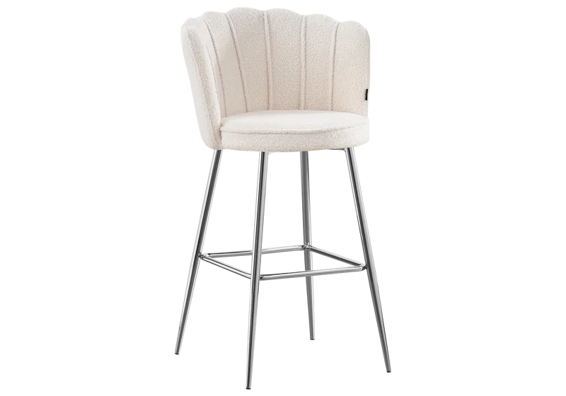 Chaise de bar design coquillage tissu bouclé - Nymea x2