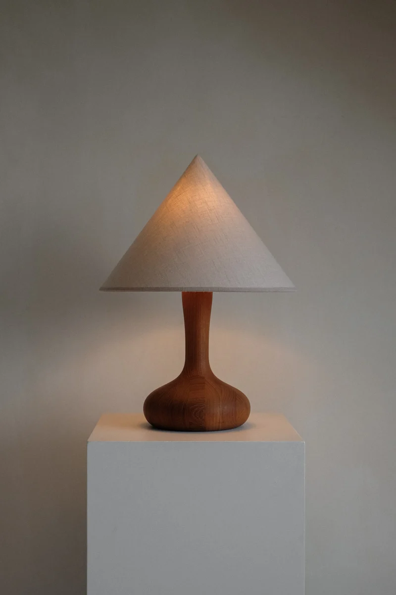 Vintage Mid-Century 1970's Teak Table Lamp by Domus