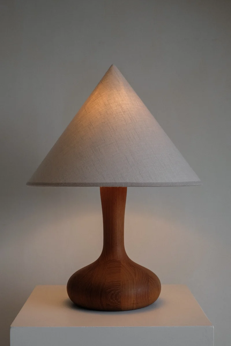 Vintage Mid-Century 1970's Teak Table Lamp by Domus