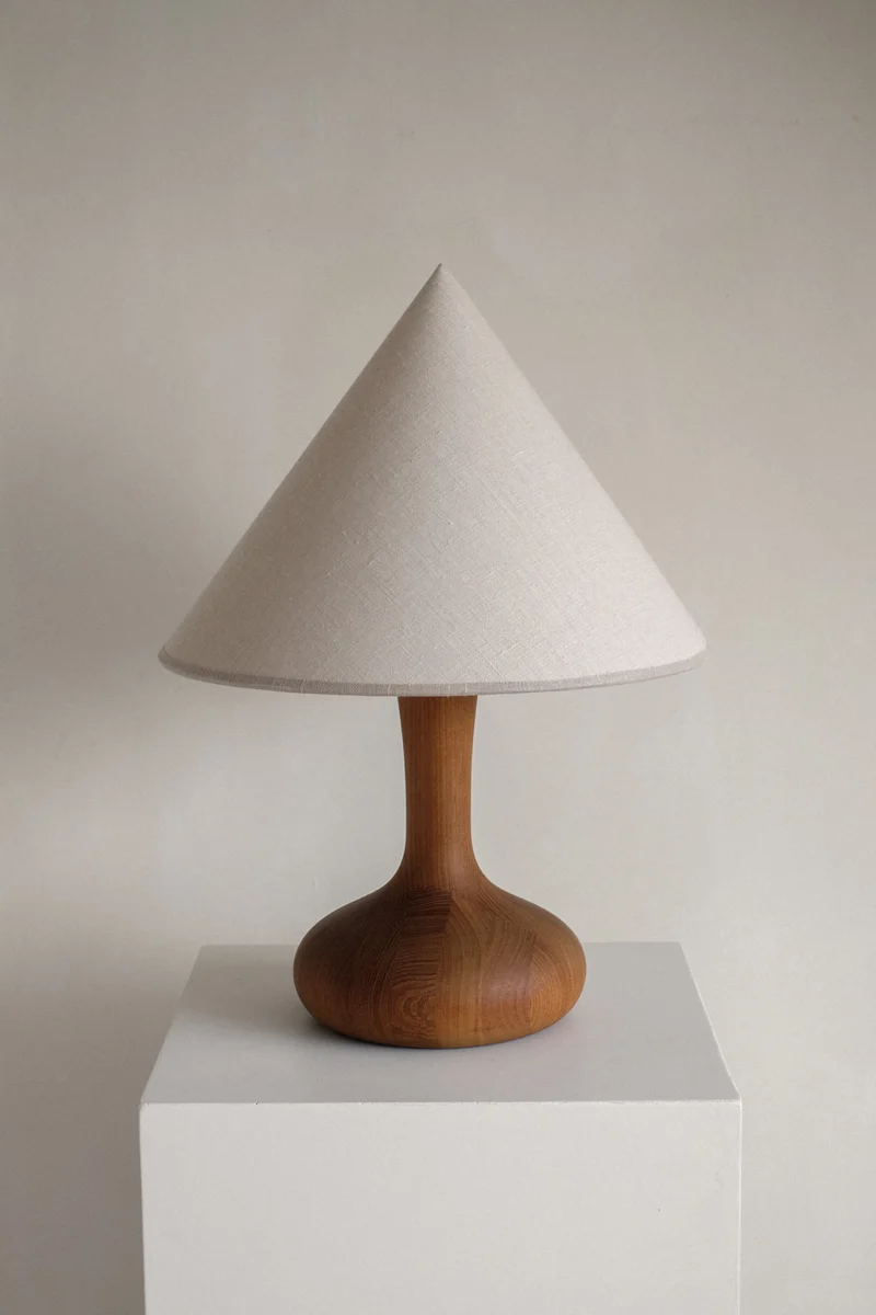 Vintage Mid-Century 1970's Teak Table Lamp by Domus