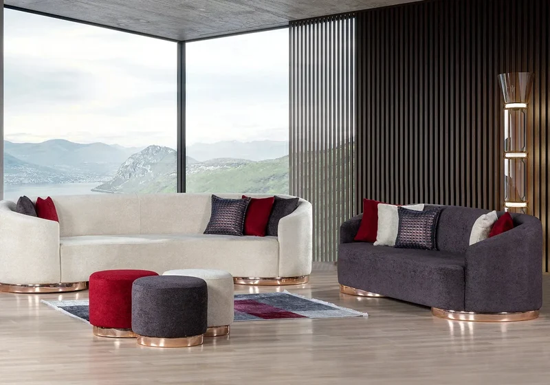 Ensemble canapé modern gris LEVANTE