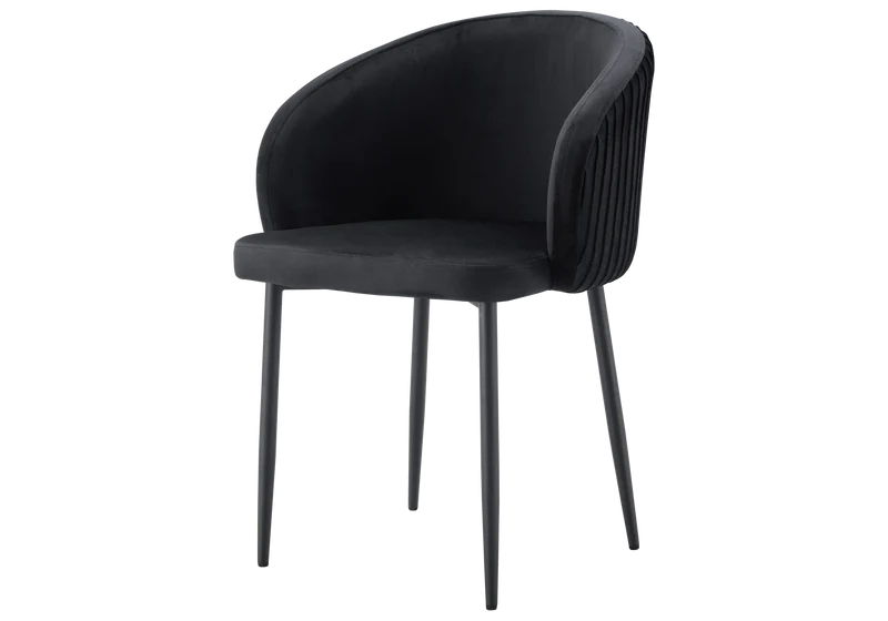 Chaise salle manger velours noir pieds noir - Sora x2