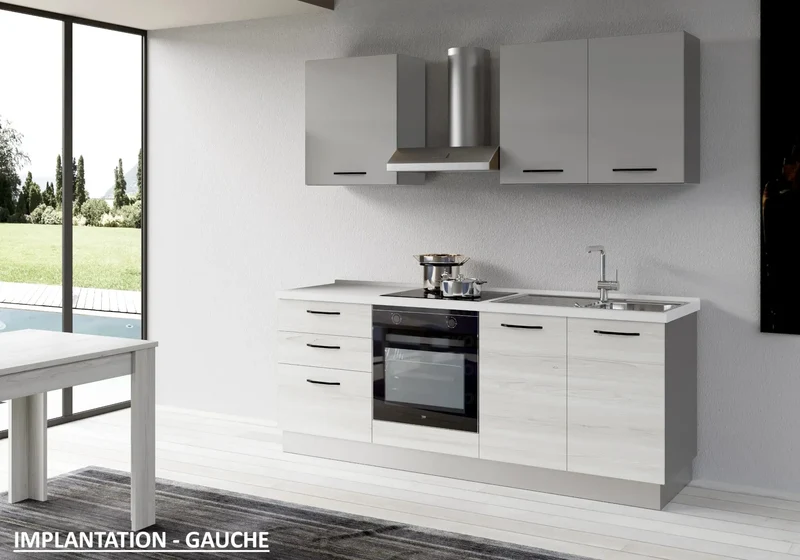 Cuisine Avec Électroménager Chêne Gris STAR 210