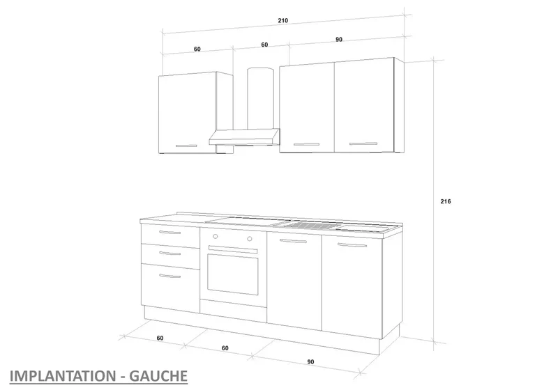 Cuisine Avec Électroménager Chêne Gris STAR 210