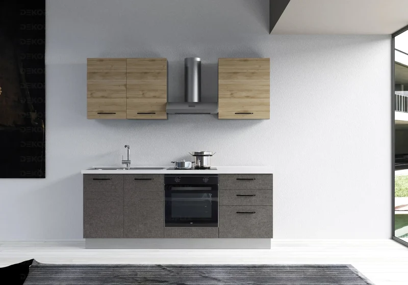 Cuisine Avec Électroménager Titane Chêne STAR 210