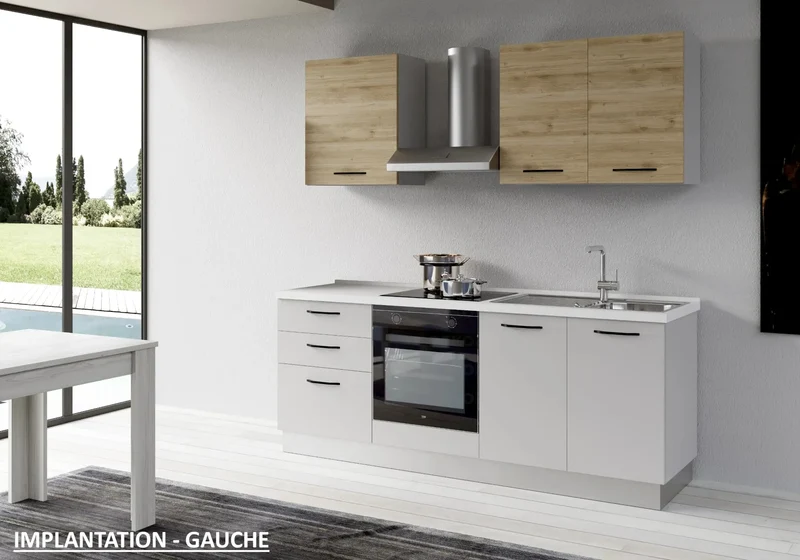 Cuisine Avec Électroménager Gris Chêne STAR 210