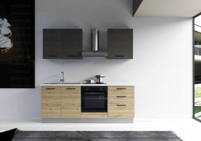 Cuisine Avec Électroménager Chêne Titane STAR 210