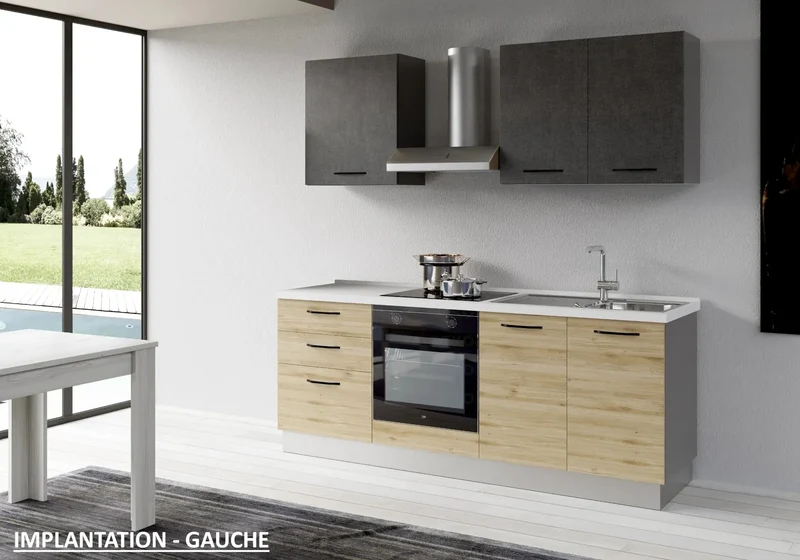 Cuisine Avec Électroménager Chêne Titane STAR 210