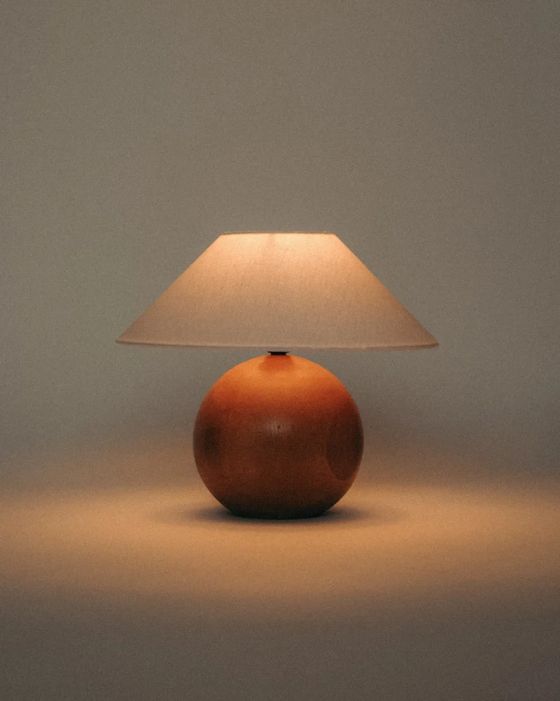 Vintage Wooden Sphere Table Lamp