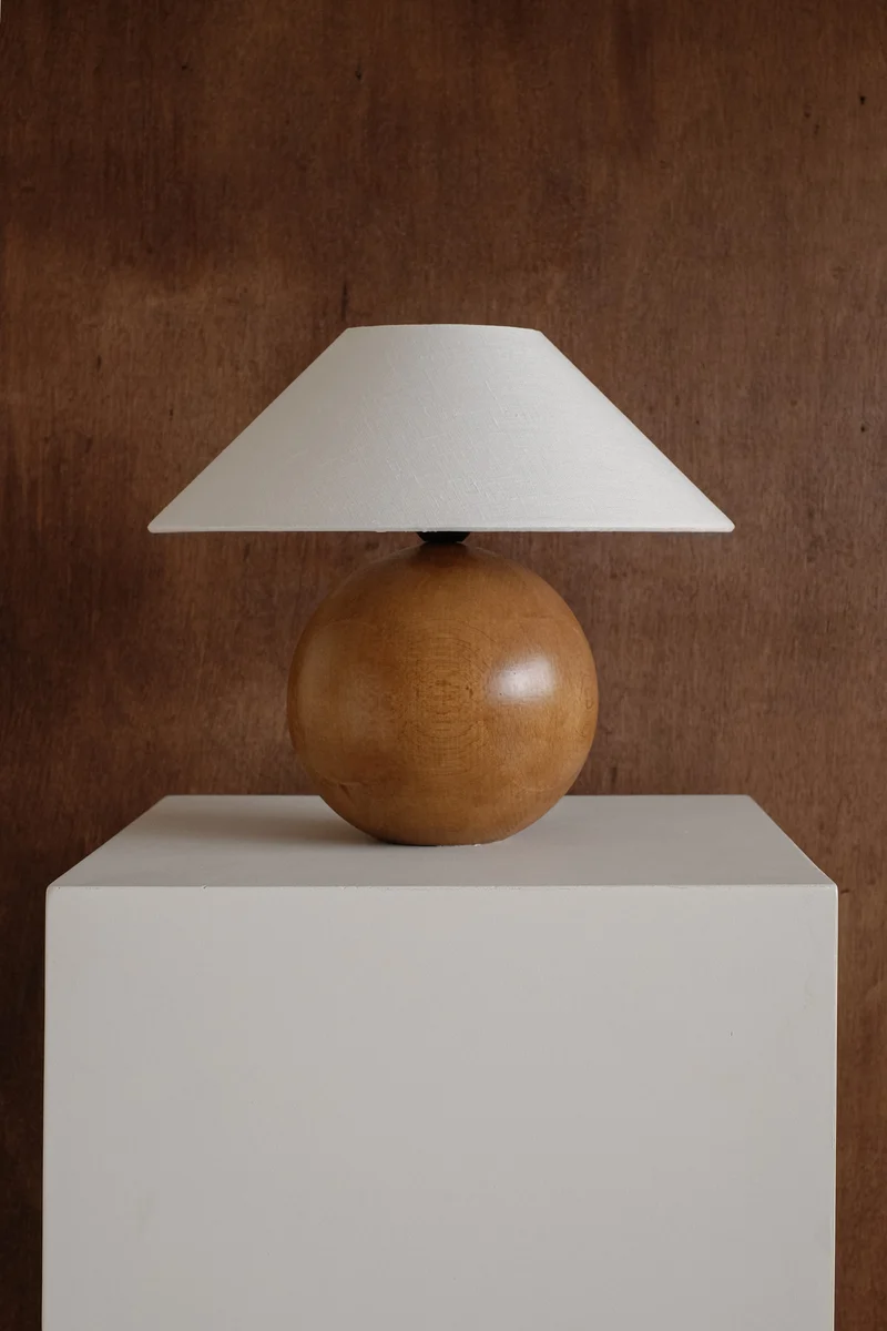 Vintage Wooden Sphere Table Lamp