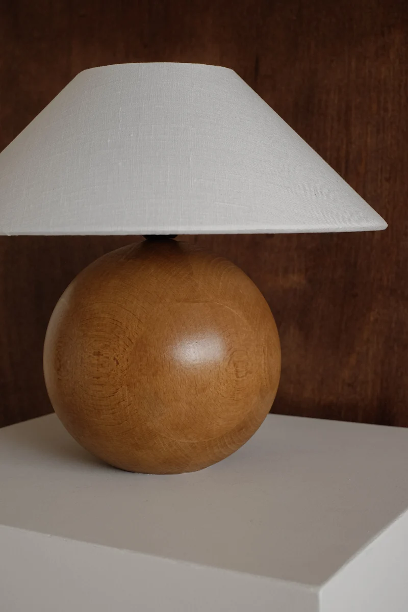 Vintage Wooden Sphere Table Lamp