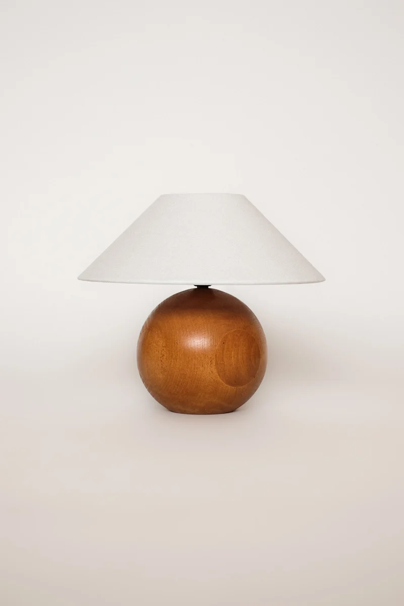 Vintage Wooden Sphere Table Lamp