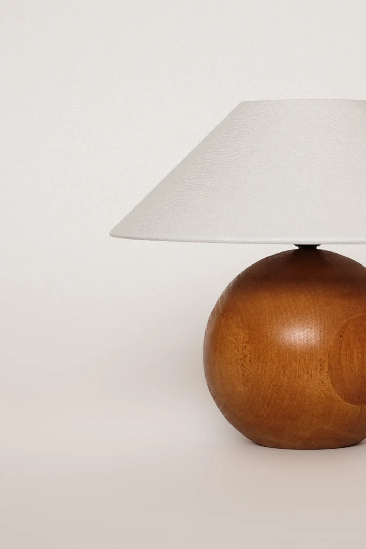 Vintage Wooden Sphere Table Lamp