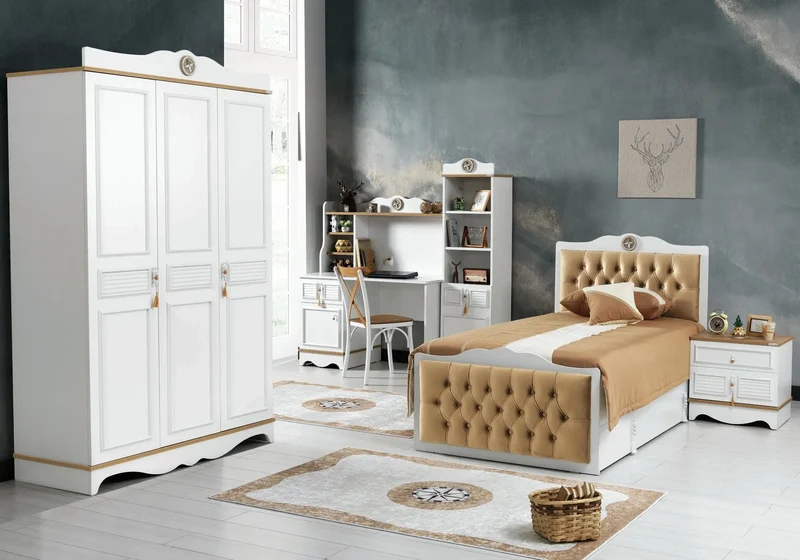 Ensemble complet de chambre moderne cappuccino LUNA