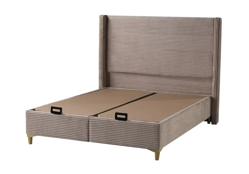 Lit coffre velours taupe - Hedi