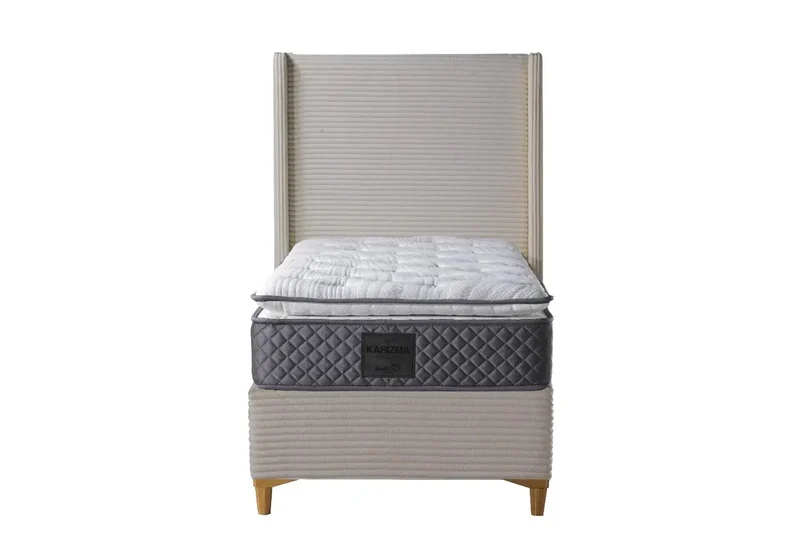 Lit coffre velours taupe - Hedi