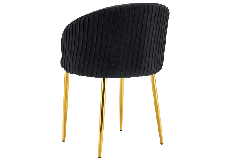 Chaise salle manger velours noir pieds doré - Sora x2