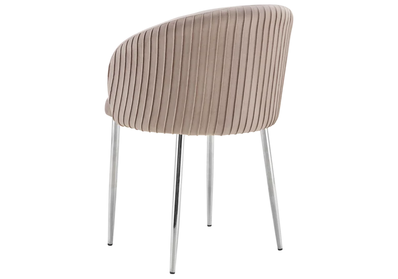 Chaise salle manger velours taupe pieds chromé - Sora x2