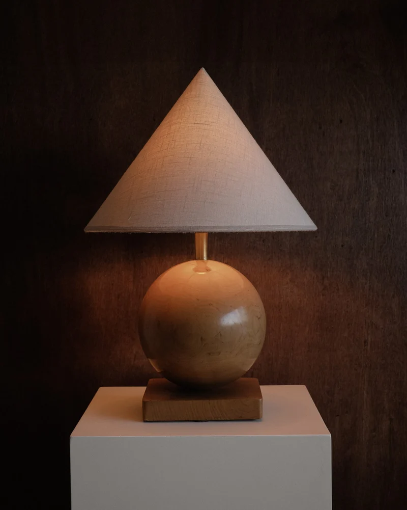 Vintage Wooden Cone Table Lamp