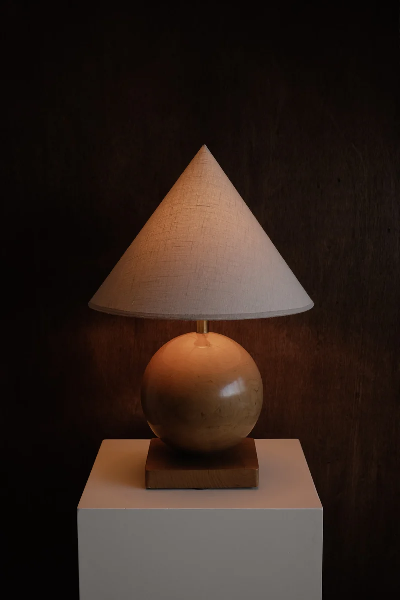 Vintage Wooden Cone Table Lamp