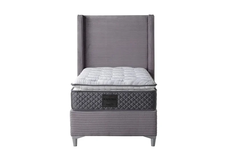 Lit coffre velours gris - Hedi