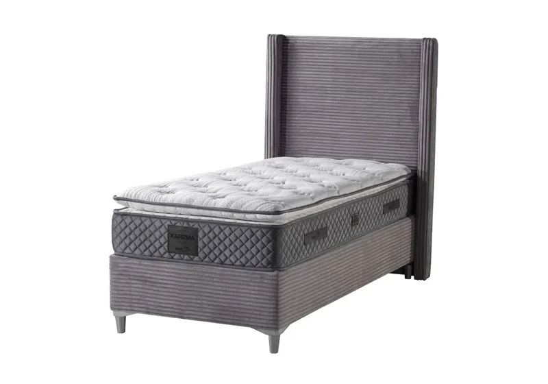 Lit coffre velours gris - Hedi