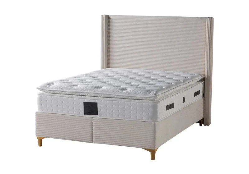 Lit coffre velours gris - Hedi