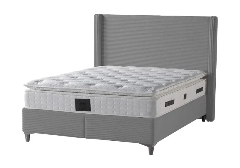 Lit coffre velours beige - Hedi
