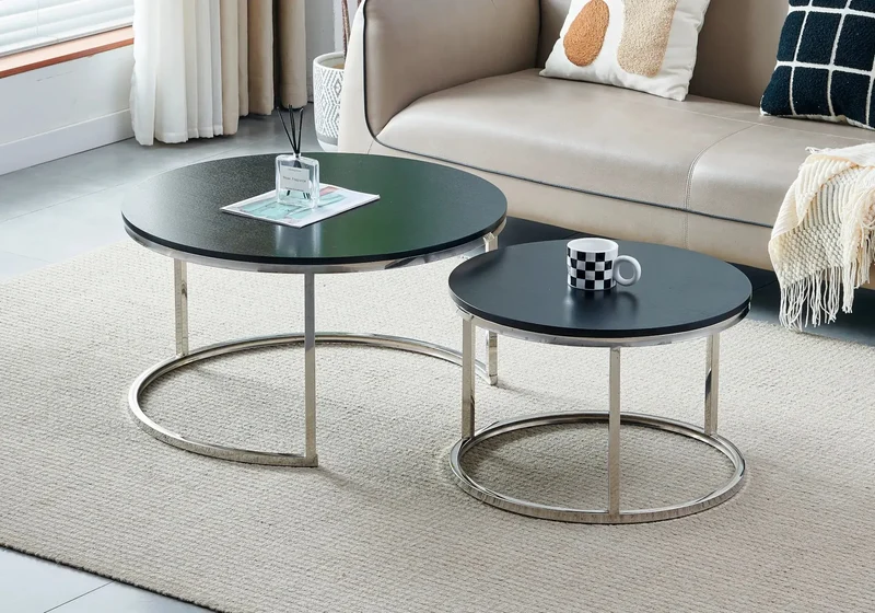 Tables gigognes argent bois noir - Orea