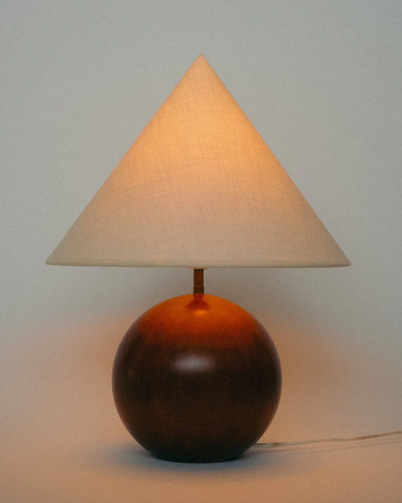 Vintage Wooden Sphere Table Lamp