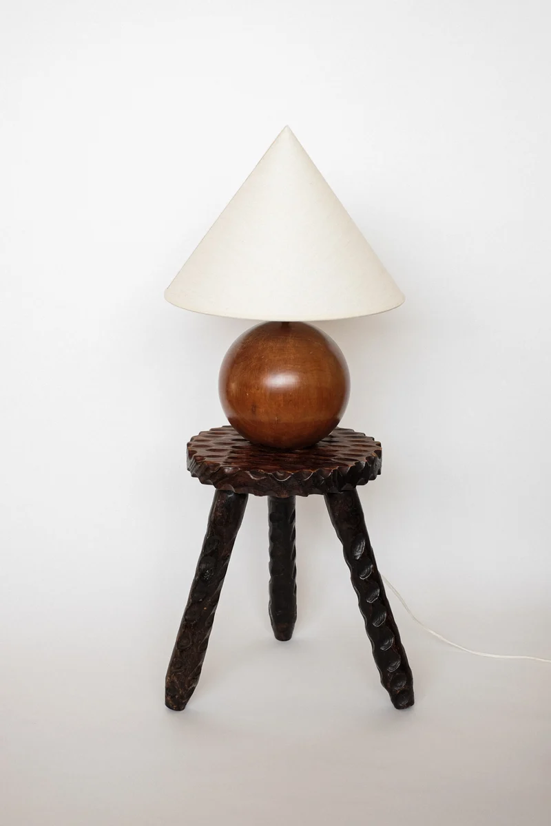 Vintage Wooden Sphere Table Lamp