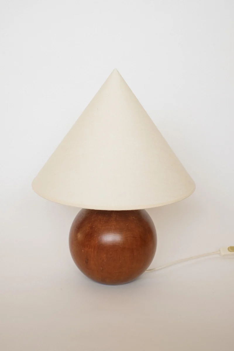 Vintage Wooden Sphere Table Lamp
