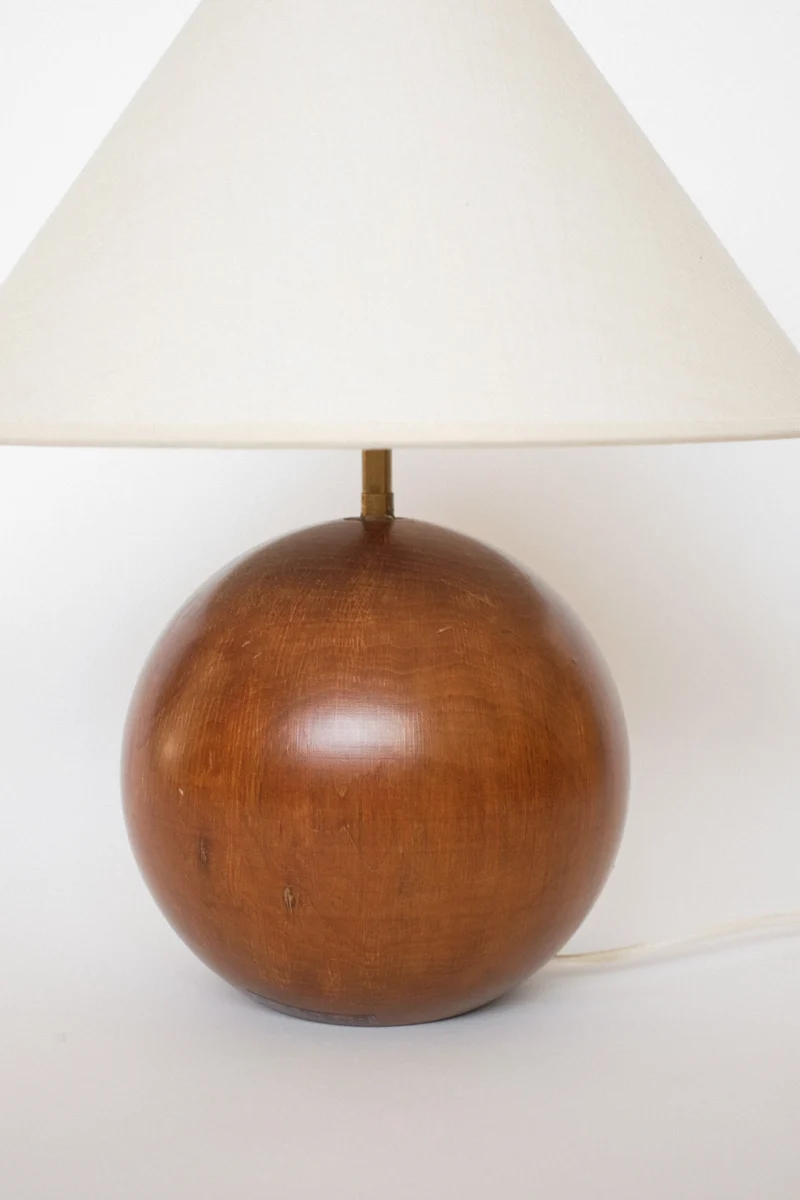 Vintage Wooden Sphere Table Lamp