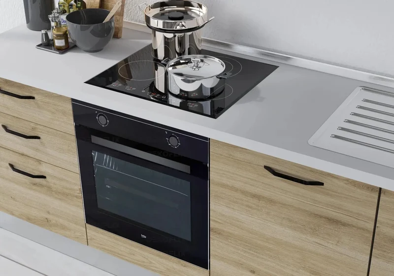 Cuisine Intégrée Chêne Titane STAR 240 - Électroménager Inclus