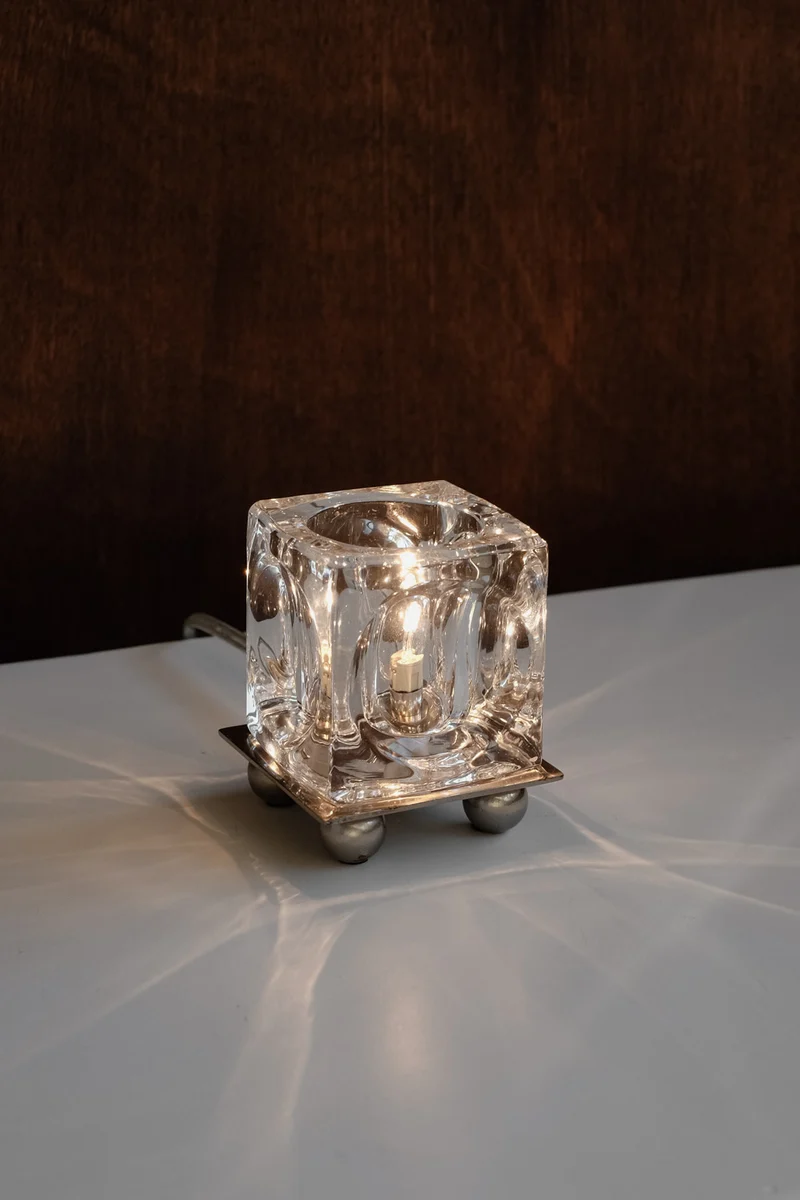 Vintage 'Ice Cube' Glass Table Lamp, 1990s