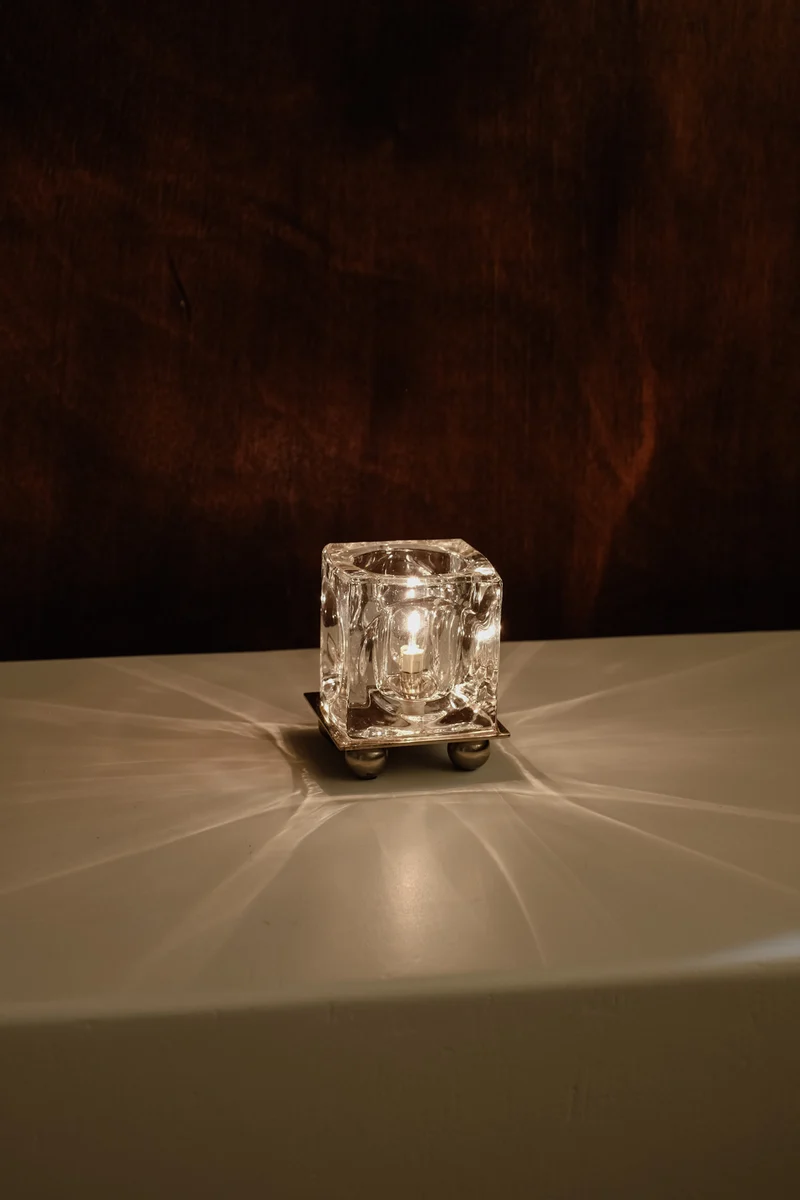 Vintage 'Ice Cube' Glass Table Lamp, 1990s
