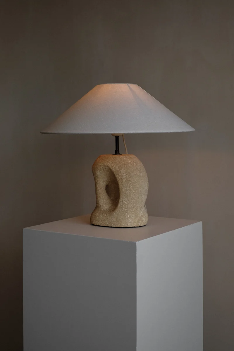 Vintage Table Lamp in Hand-Carved Stone by Pierre-Albert Tormos, 1970s